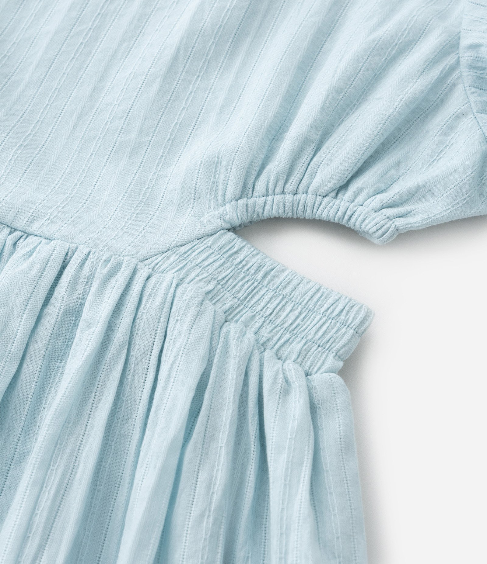 Vestido Infantil em Algodão Texturizado com Aberturas Laterais - Tam 5 a 14 anos Azul 7