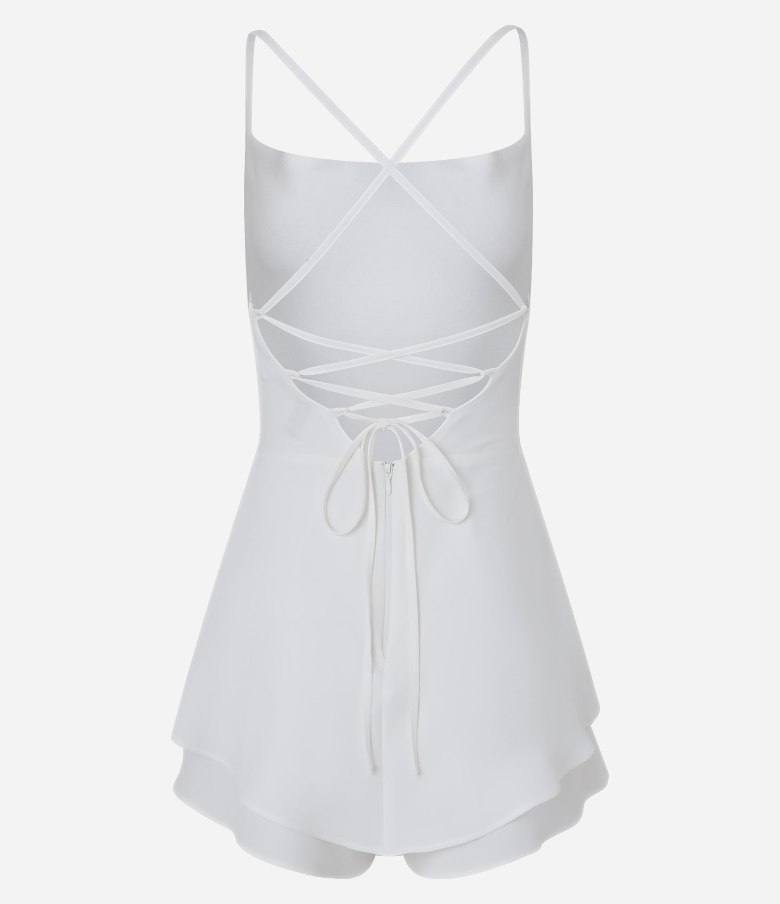 Macaquinho Short Saia em Crepe com Babadinhos Branco 7