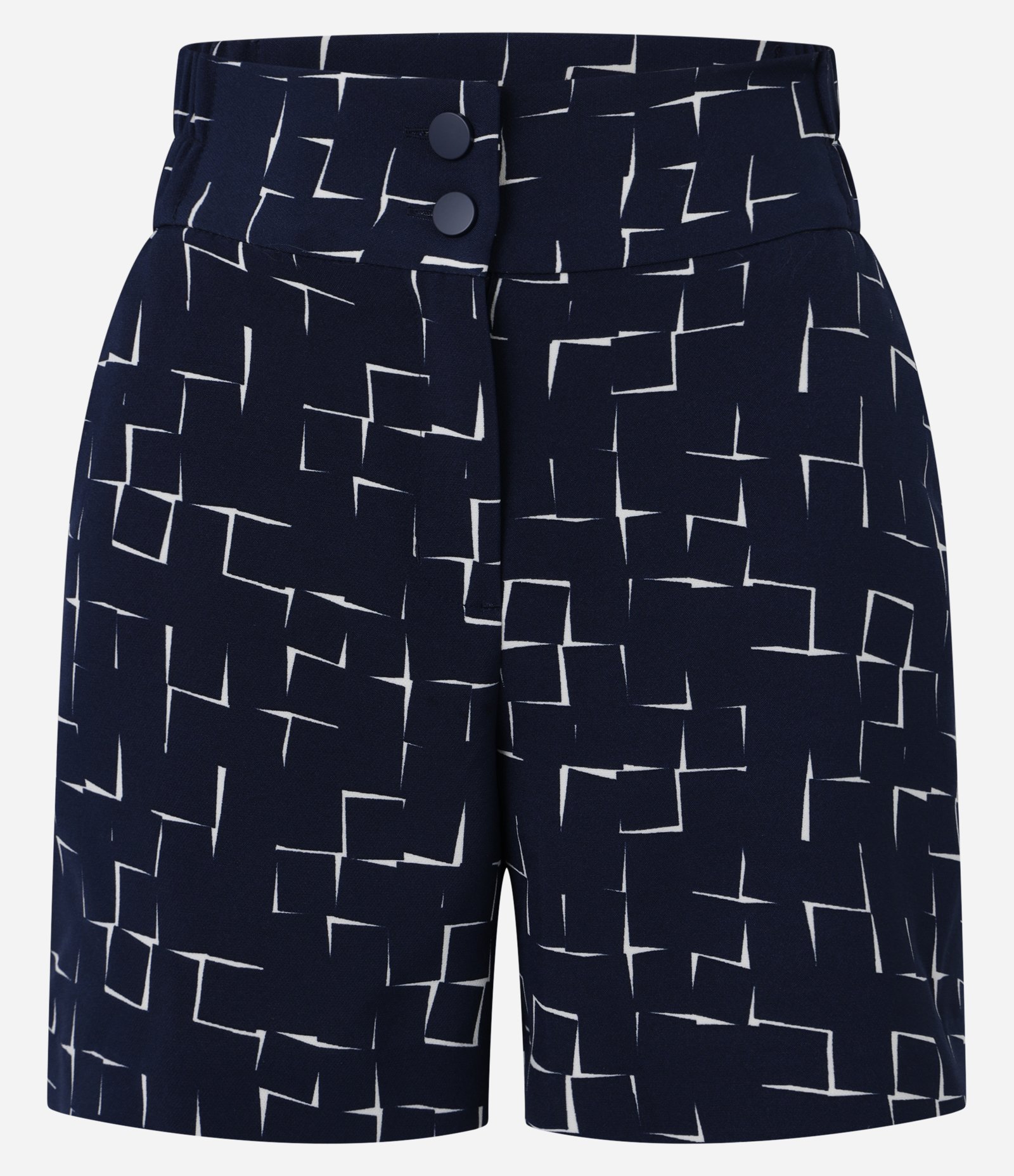 Short Alfaitado Cintura Alta com Estampa Ladrilhos Azul Marinho 5