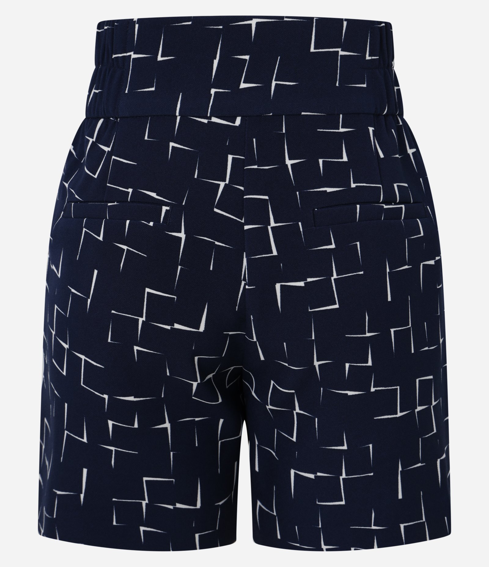 Short Alfaitado Cintura Alta com Estampa Ladrilhos Azul Marinho 6