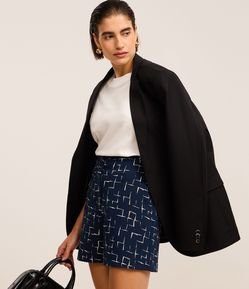 Short Alfaitado Cintura Alta com Estampa Ladrilhos