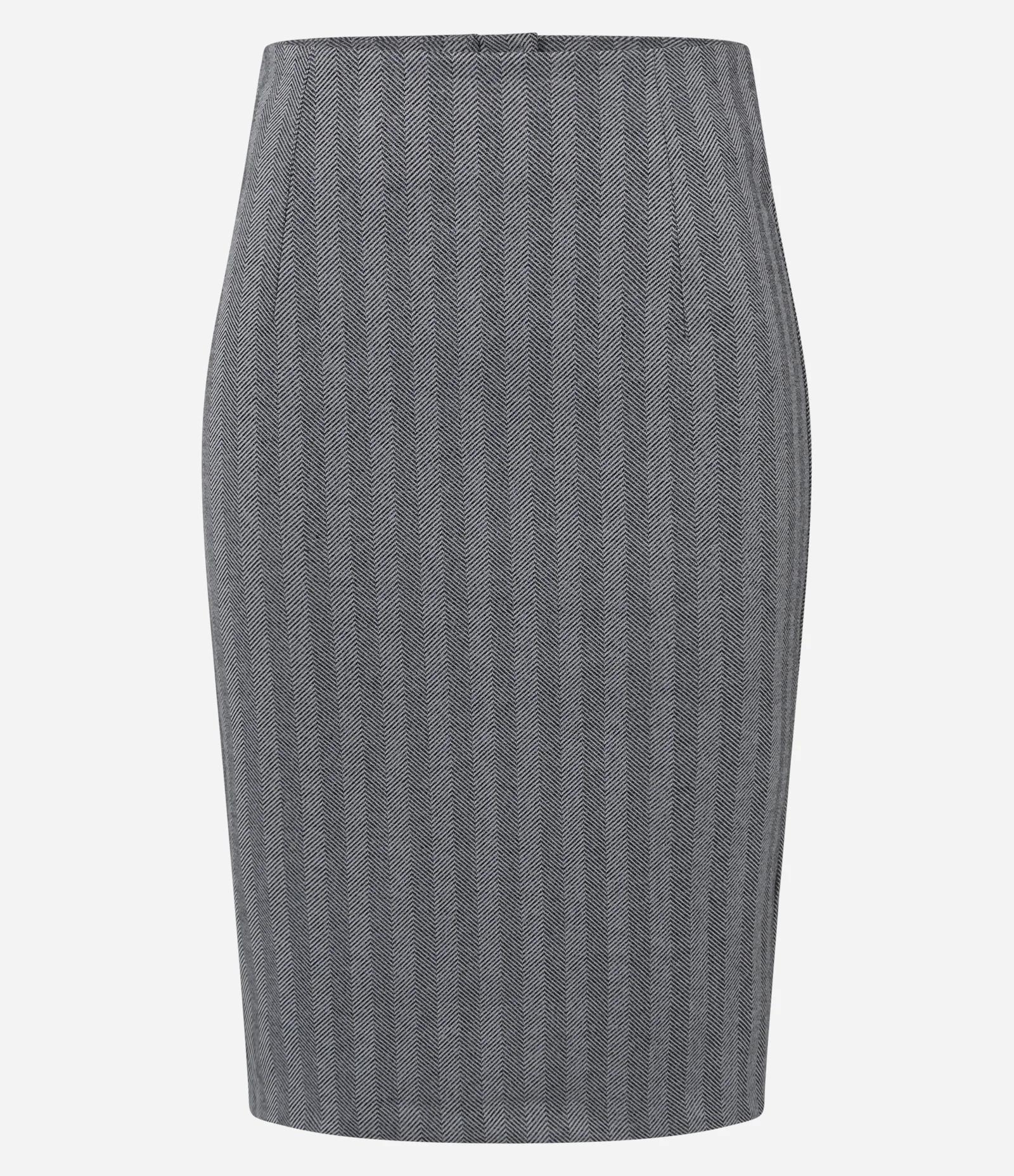 Saia Midi Lápis em Ponto Roma com Padronagem Geométrica Cinza 5