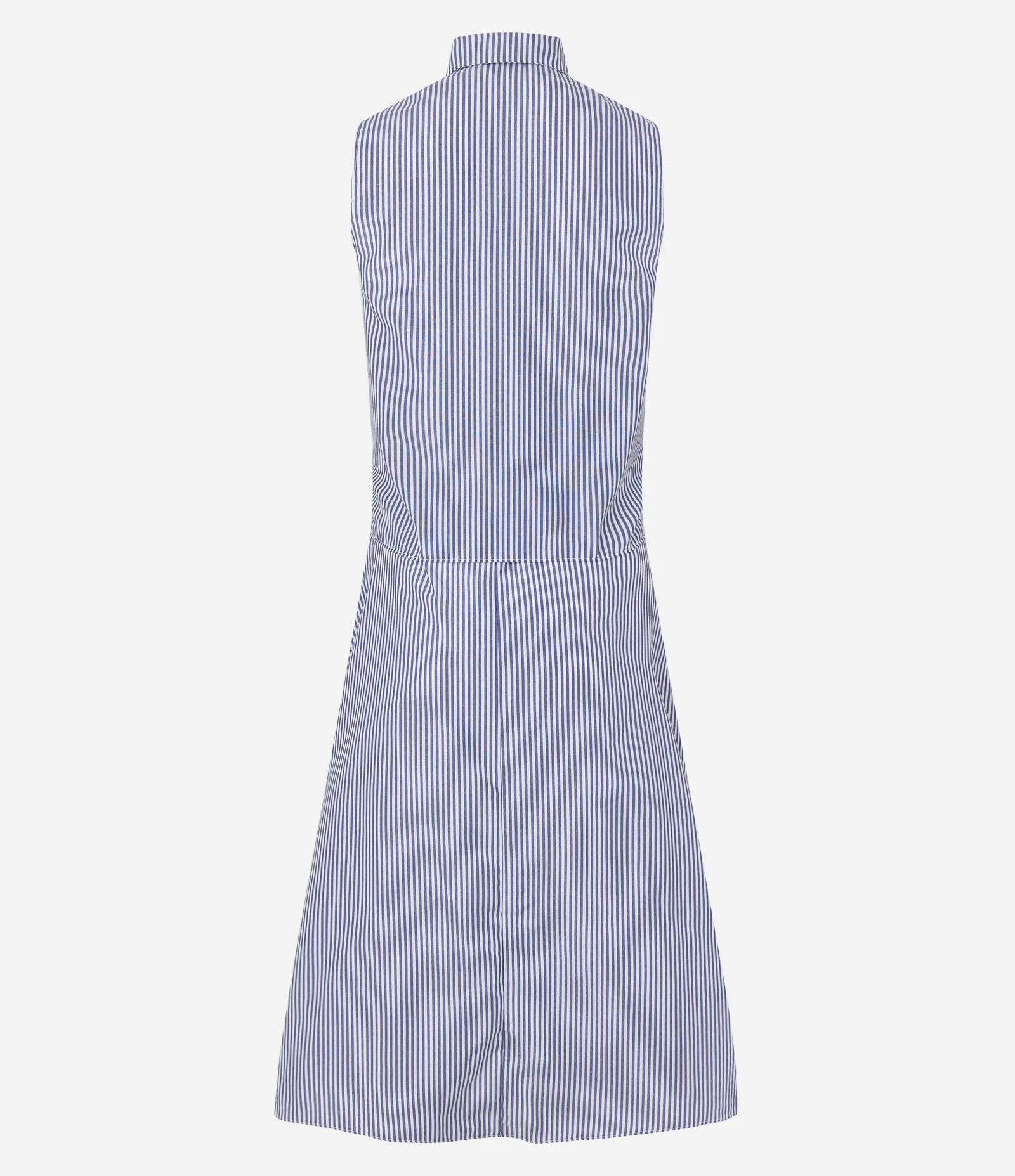 Vestido Chemise Midi em Tricoline Listrado com Amarração Azul 2