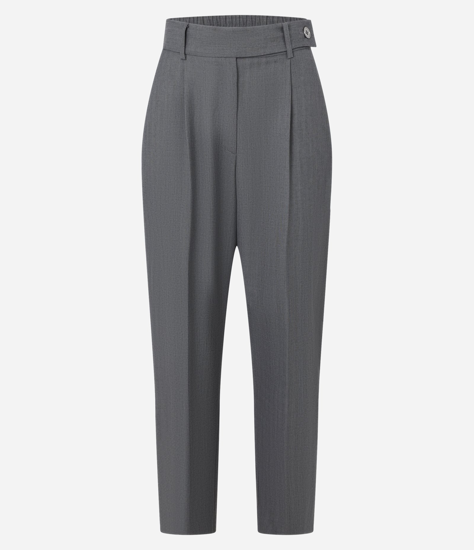 Calça Cenoura Alfaiatada com Cós Transpassado Cinza 5