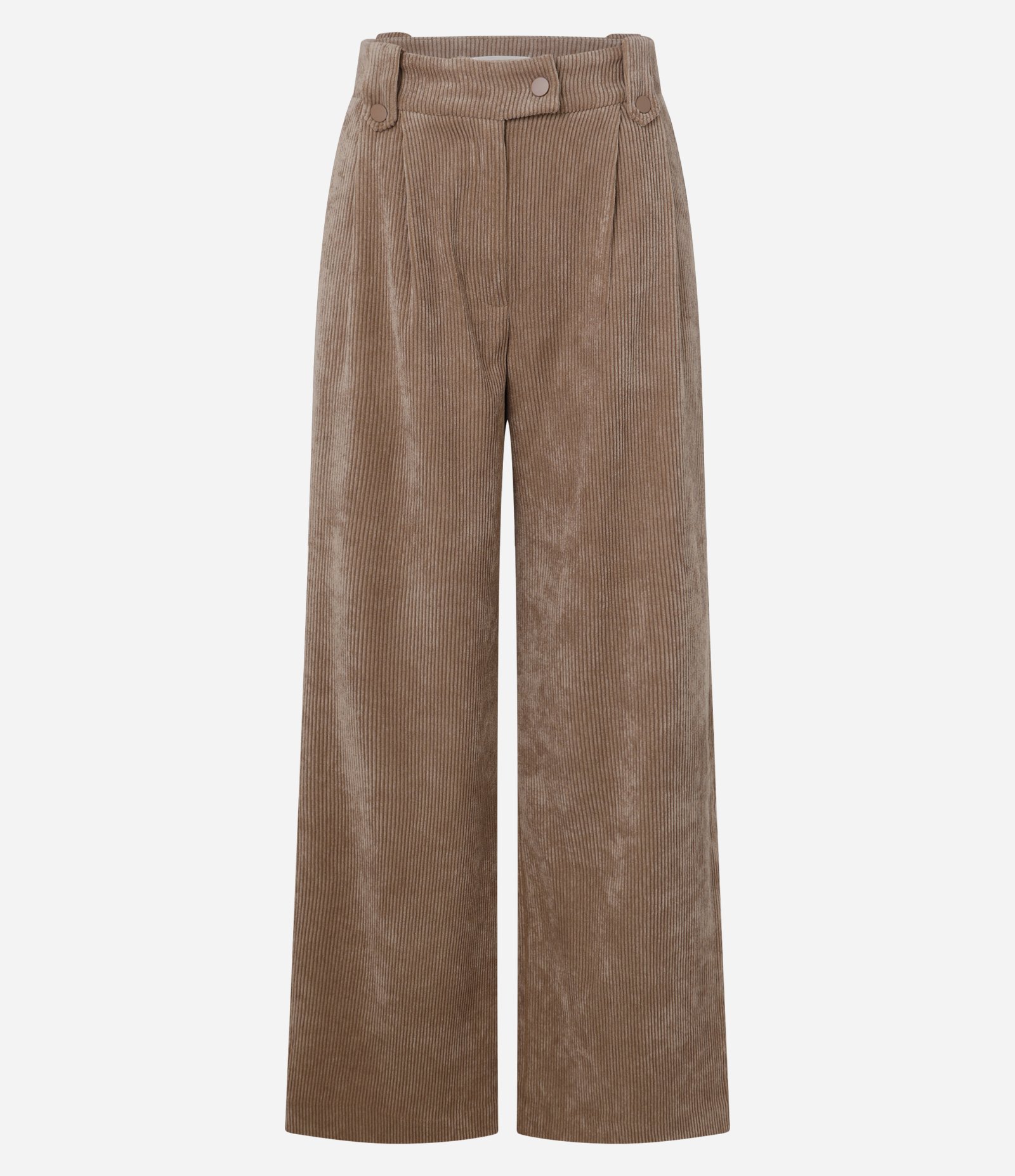 Calça Reta Cintura Alta em Veludo Cotelê com Pregas Marrom 7