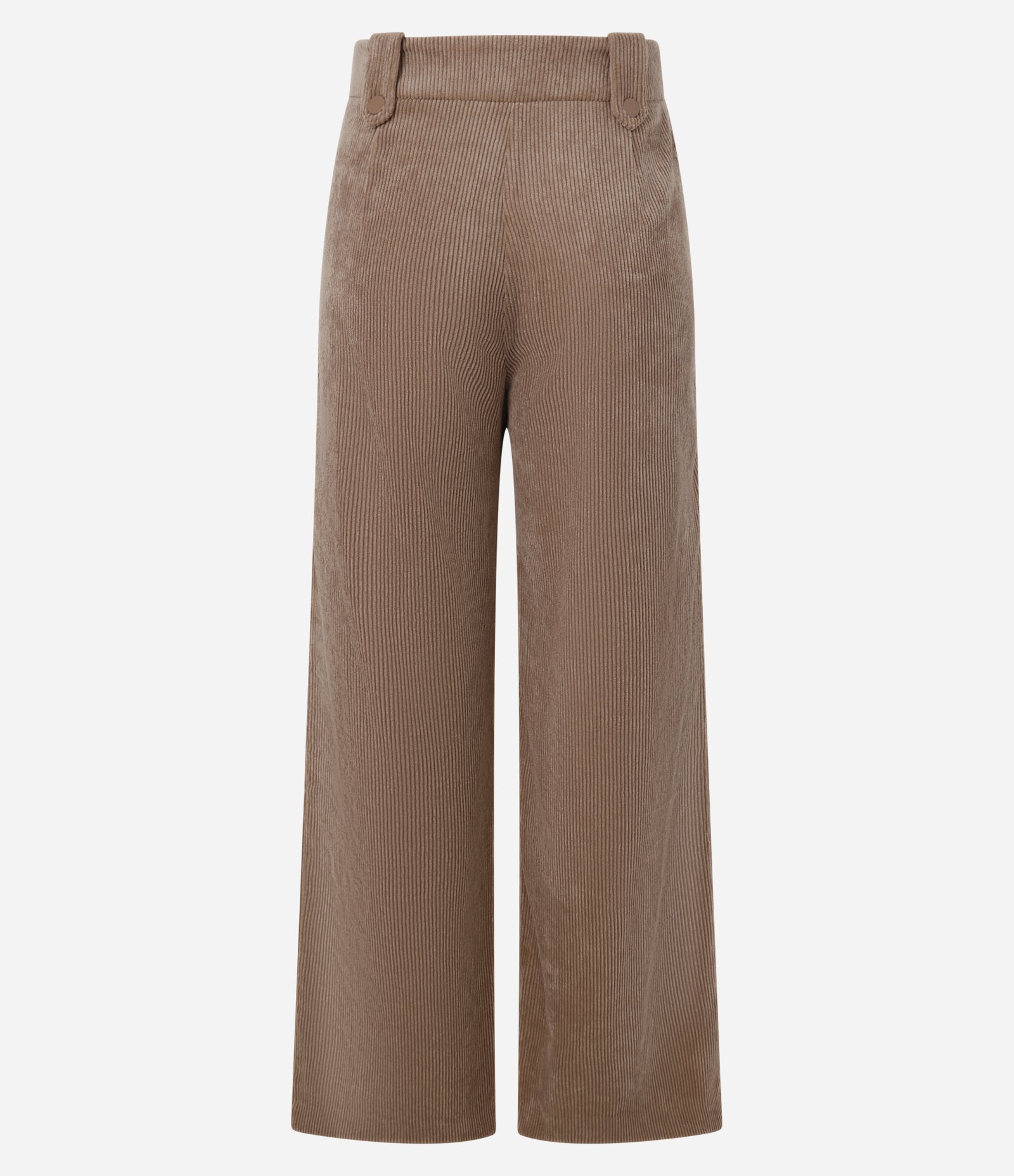 Calça Reta Cintura Alta em Veludo Cotelê com Pregas Marrom 9