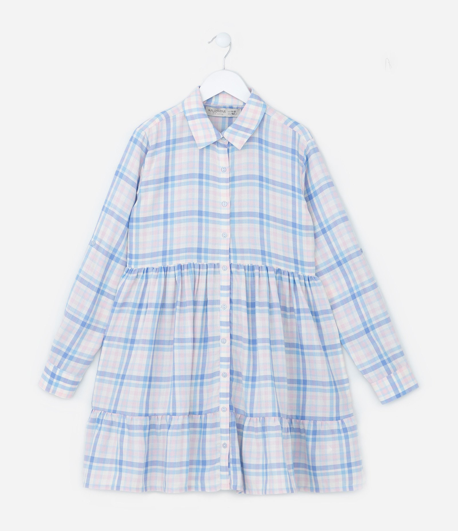 Vestido Marias Infantil com Estampa Xadrez - Tam 5 a 14 Anos Azul 1