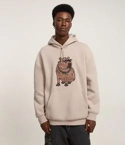 Casaco Comfort em Moletom com Estampa Capivara de Óculos