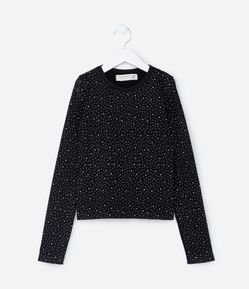 Blusa Infantil com Aplicações de Brilhinhos - Tam 5 a 14 Anos