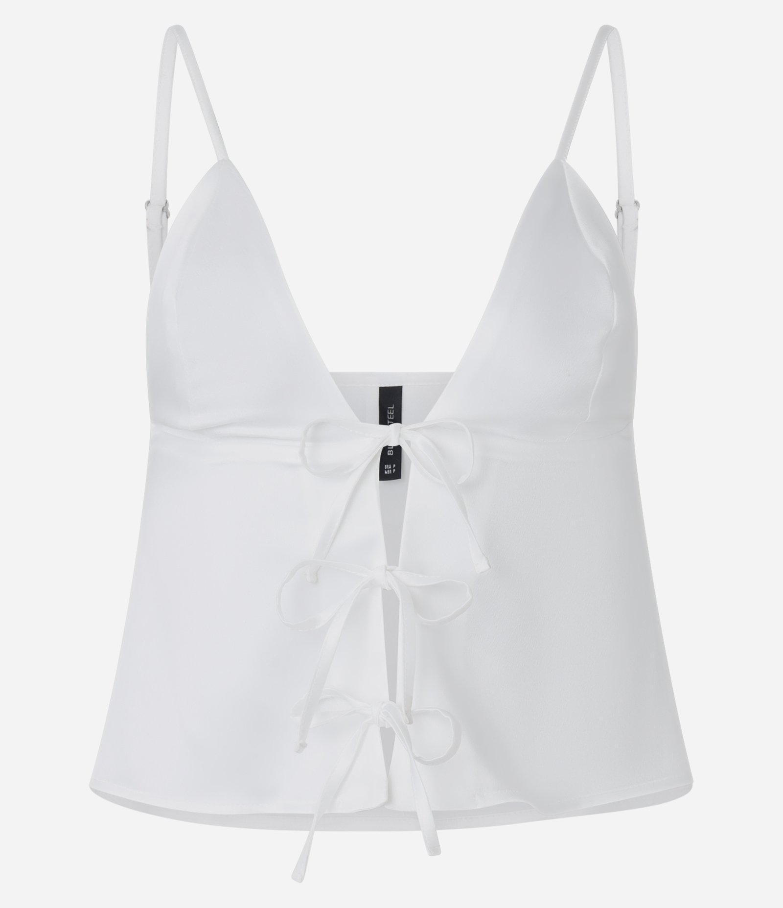 Blusa Acetinada de Alça com Laços Frontais Branco 4