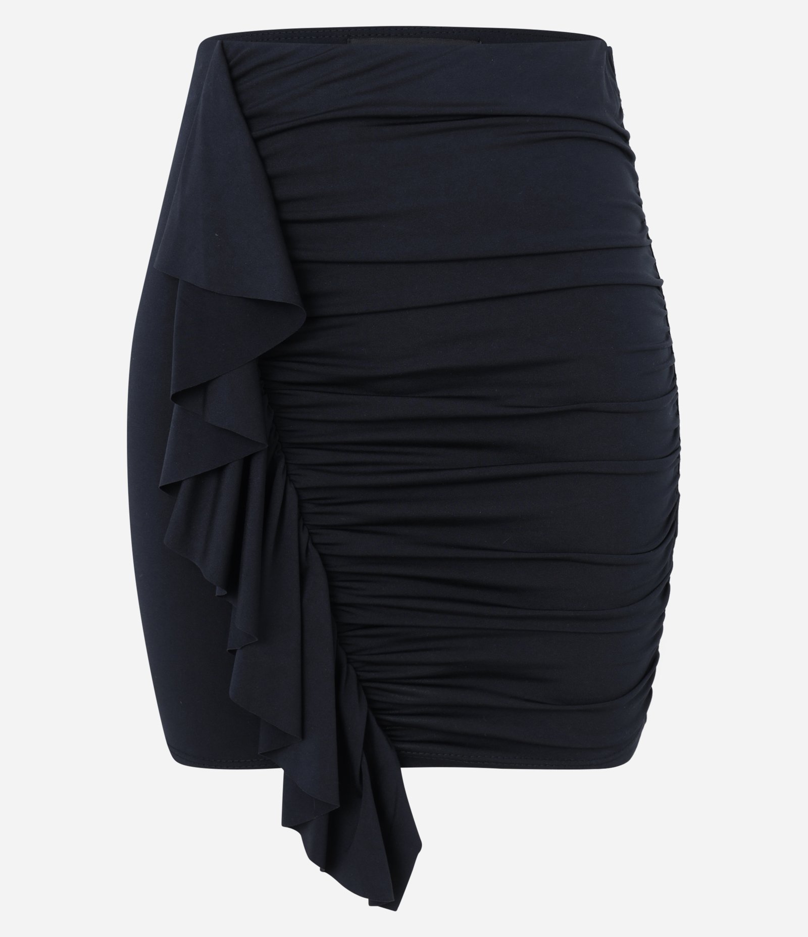 Saia Curta em Jersey com Babado Frontal Preto 6