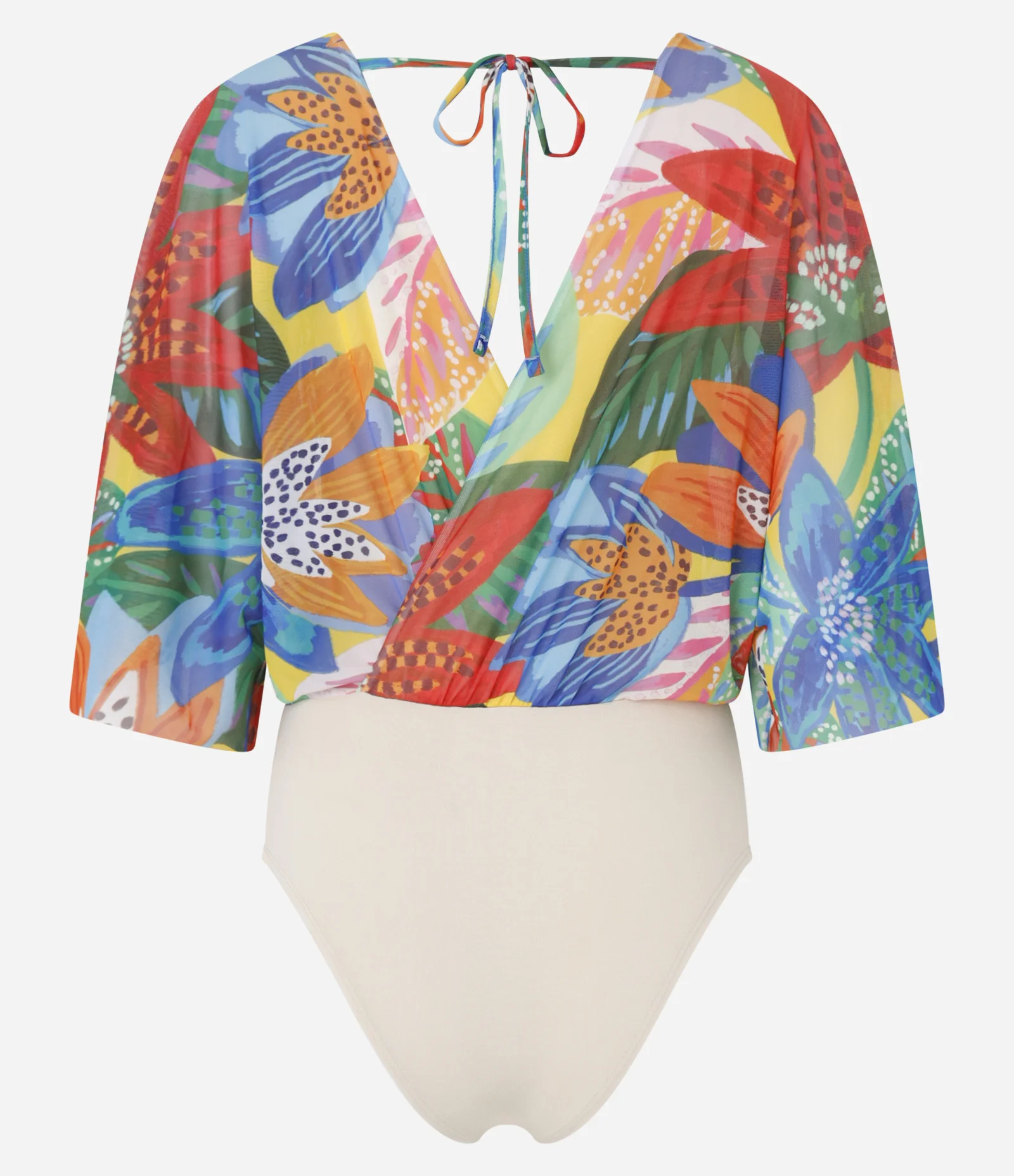 Body em Tule com Estampa Floral Multicores 2