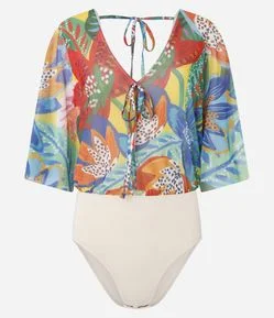 Body em Tule com Estampa Floral