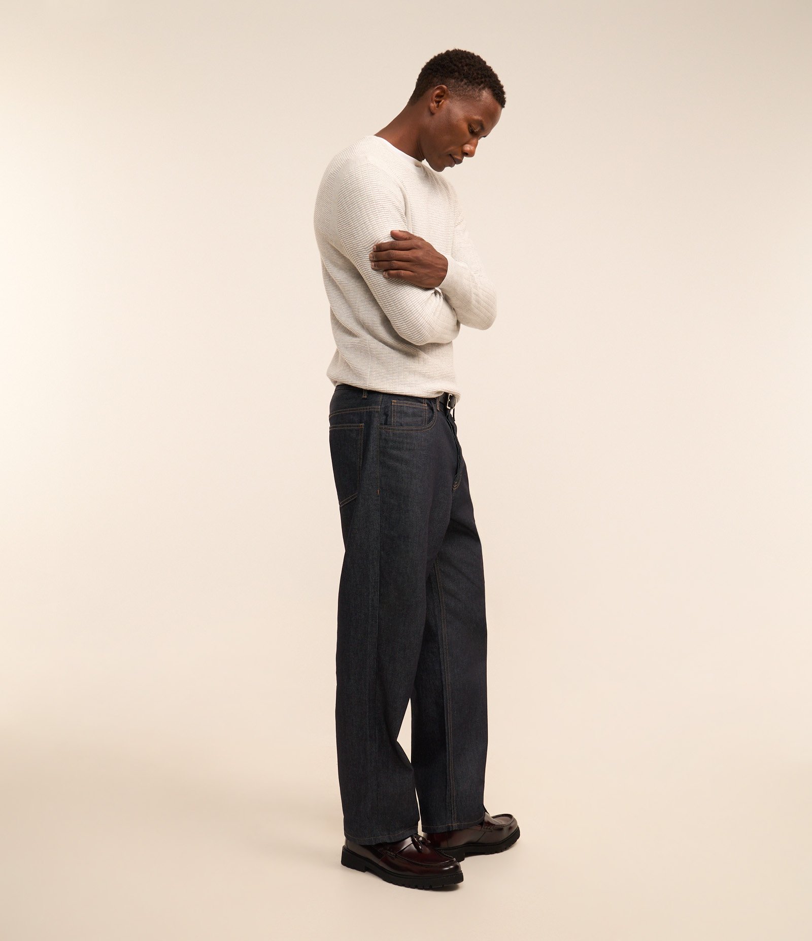 Suéter em Malha com Textura Xadrez Grid Cinza Claro 4