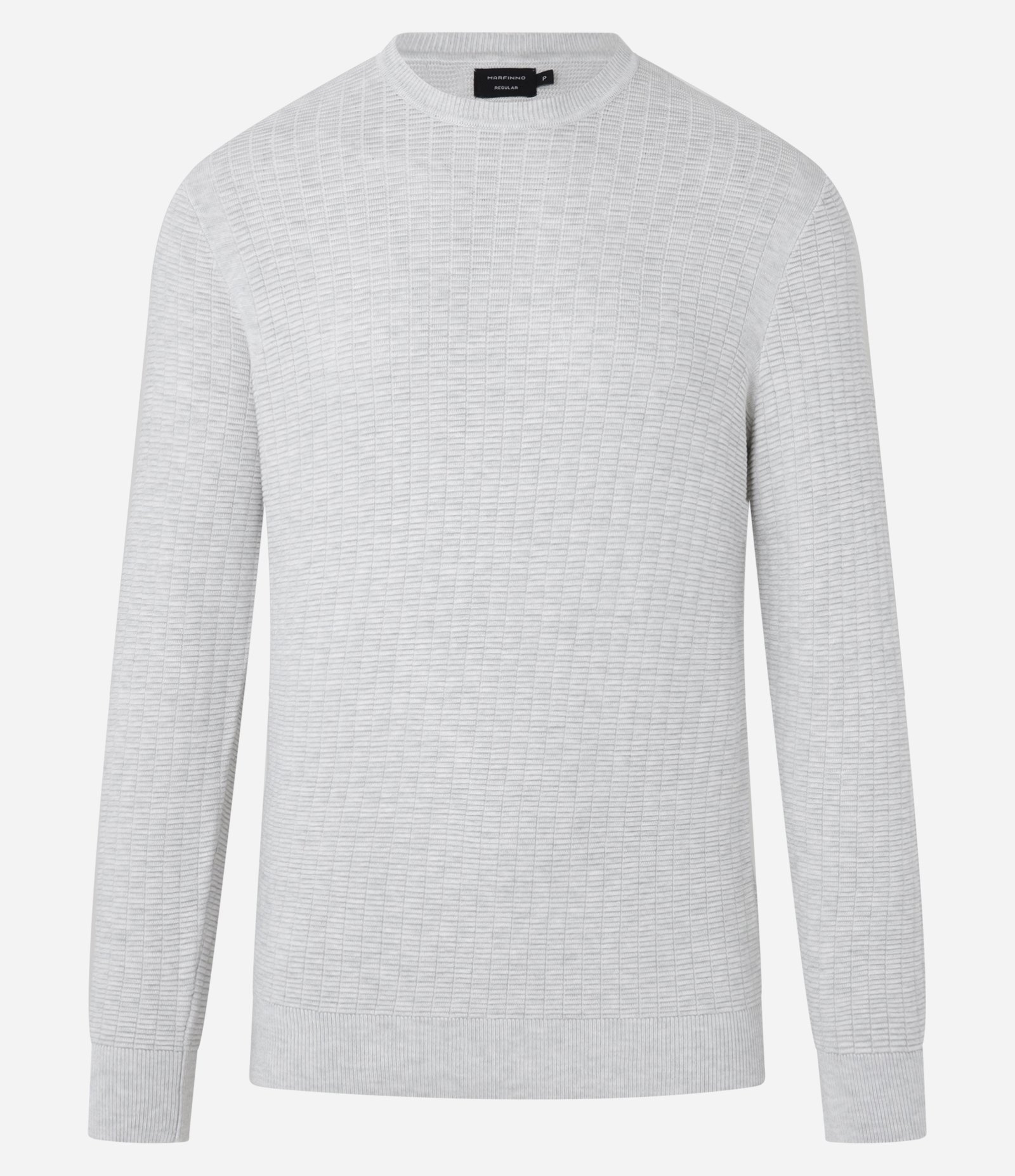 Suéter em Malha com Textura Xadrez Grid Cinza Claro 6