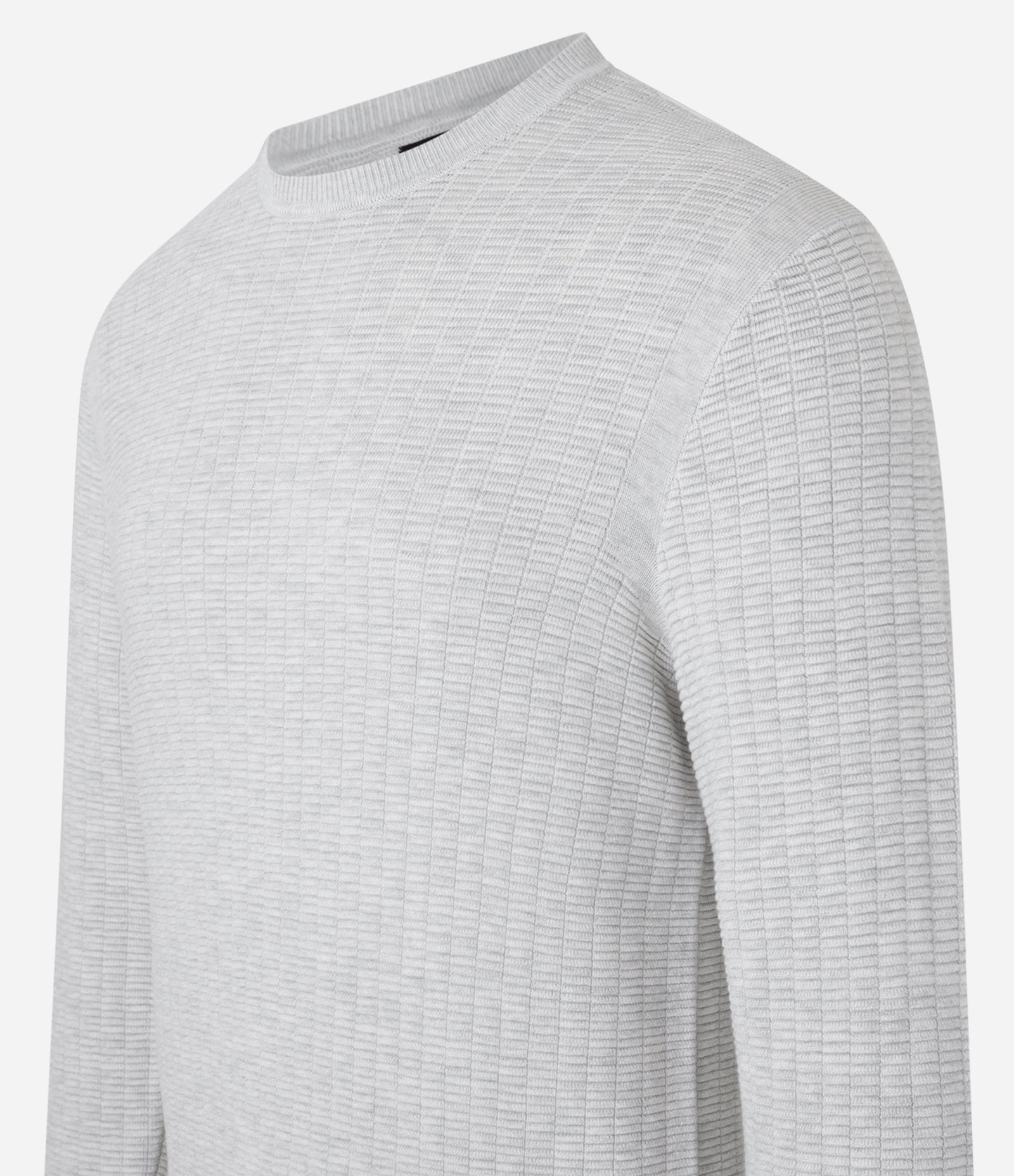 Suéter em Malha com Textura Xadrez Grid Cinza Claro 7