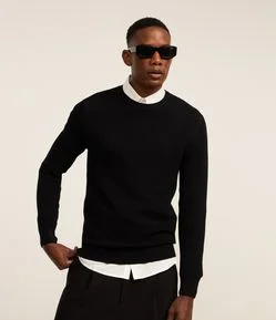 Suéter em Malha com Textura Xadrez Grid