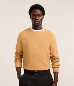 Suéter em Malha com Textura Xadrez Grid