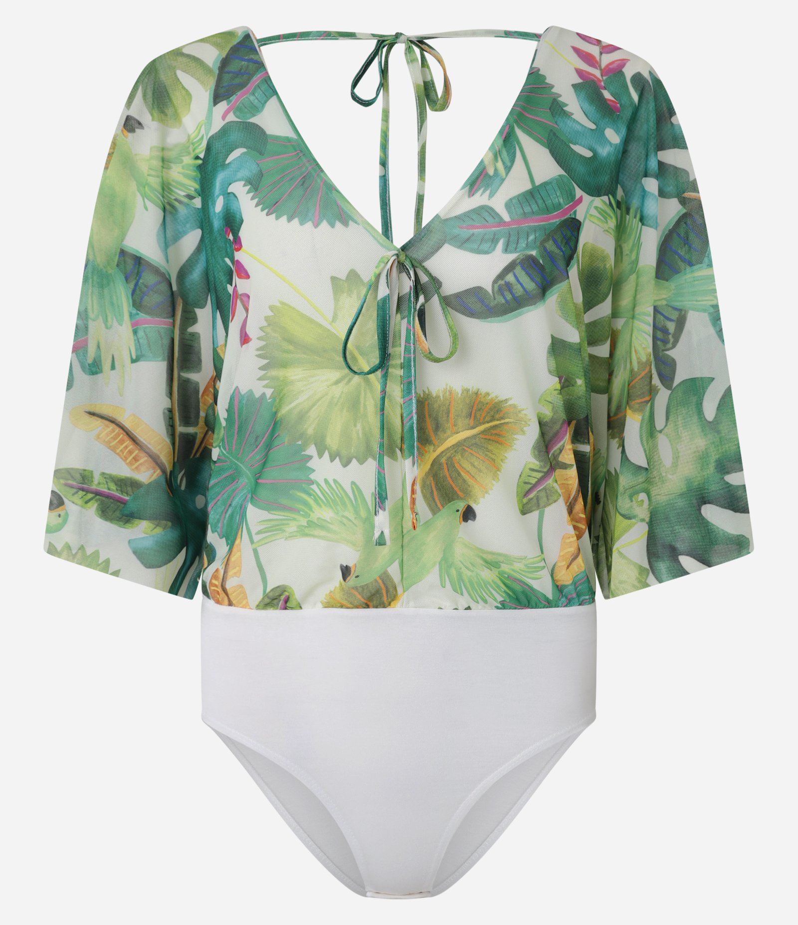 Body em Tule com Estampa Floral Multicores 1