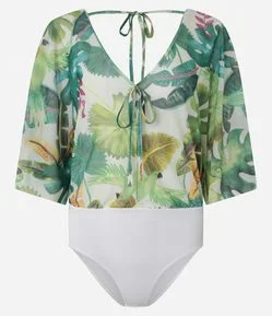 Body em Tule com Estampa Floral