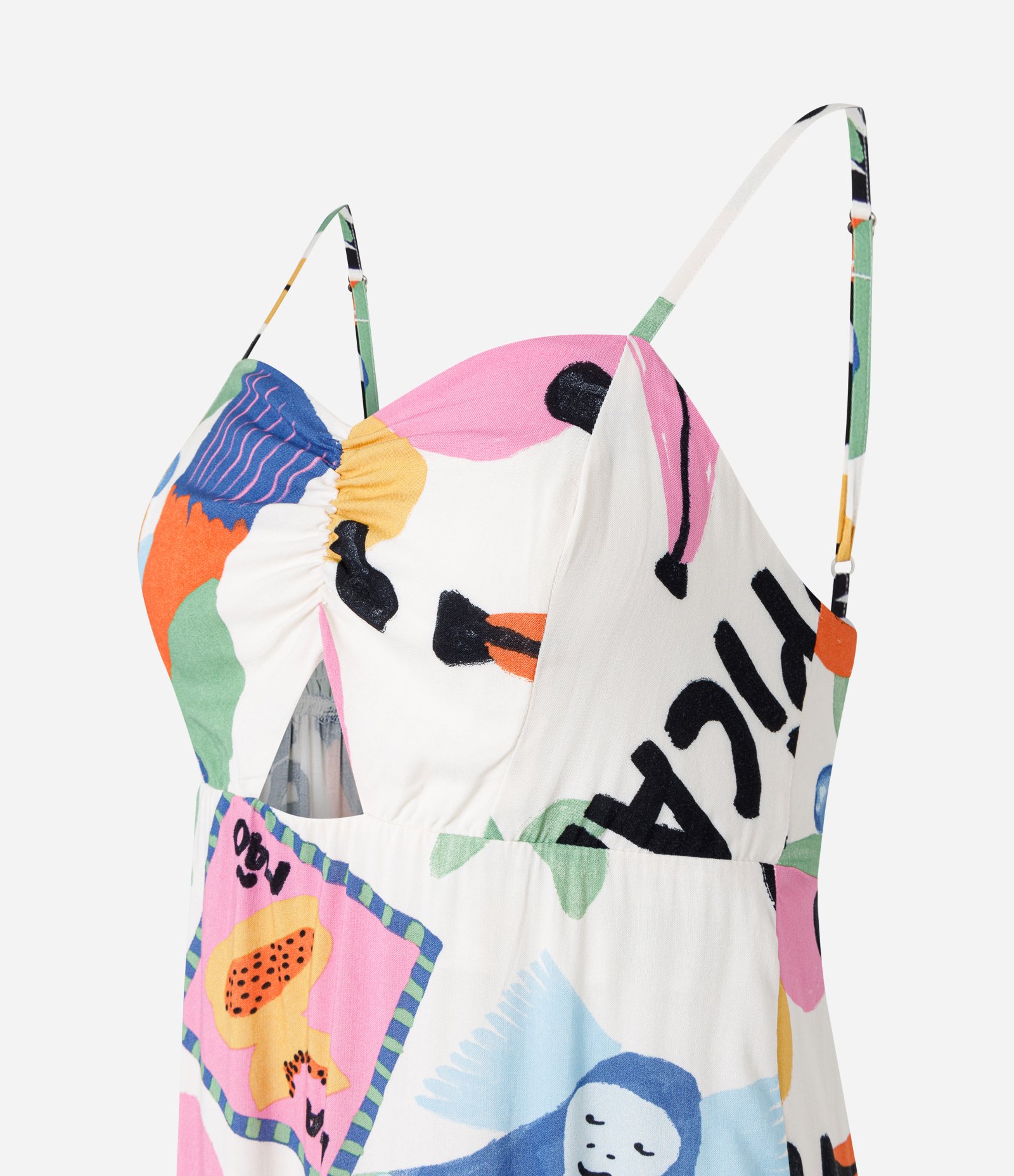 Vestido Long Midi com Alça Fina e Estampa Tropical Multicores 7