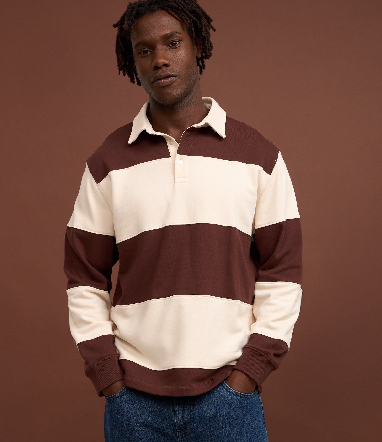 Moletom com Gola Polo e Estampa Listrada Vermelho/Branco 5