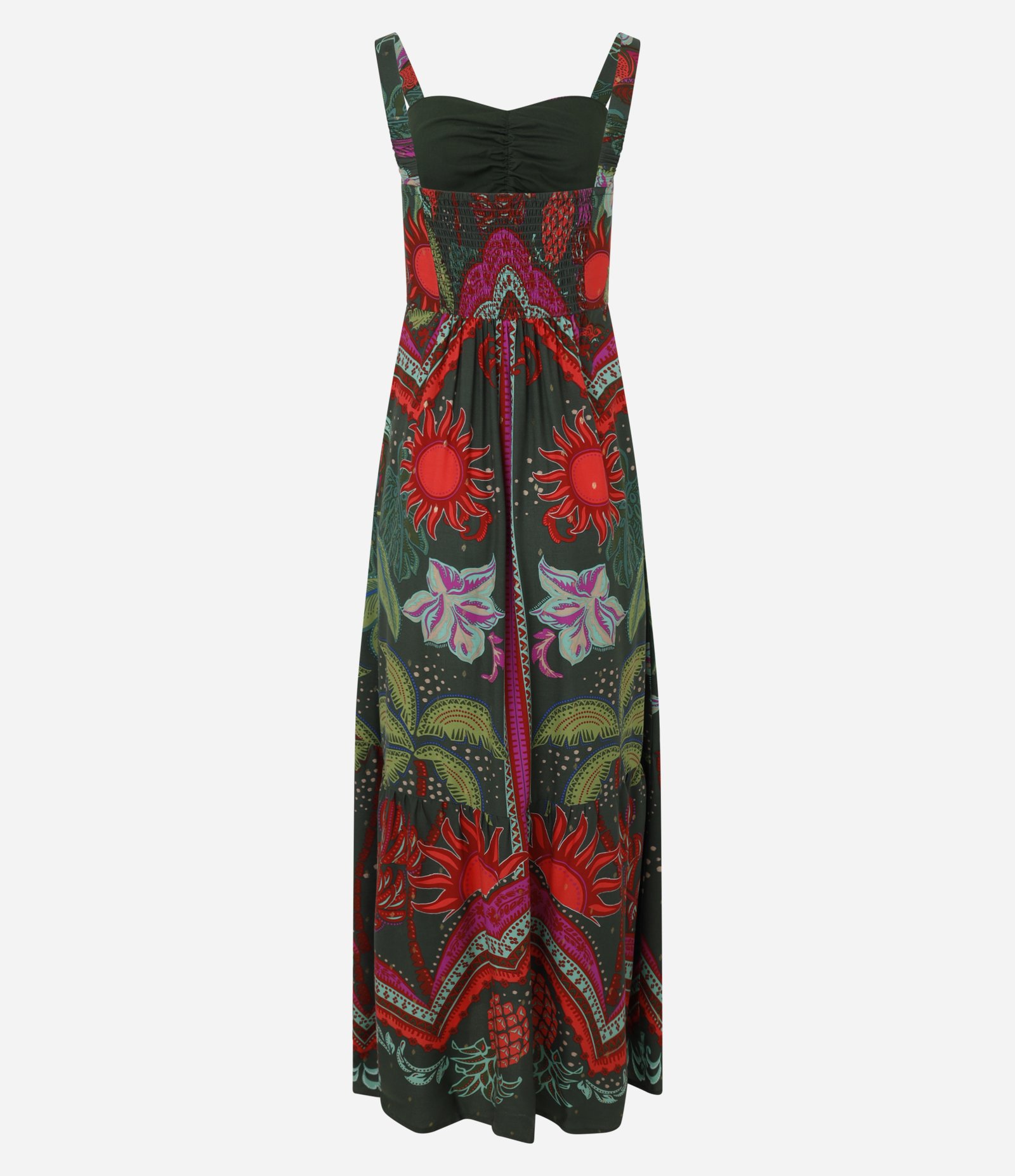 Vestido New Midi em Viscose com Estampa com Fenda Verde 7