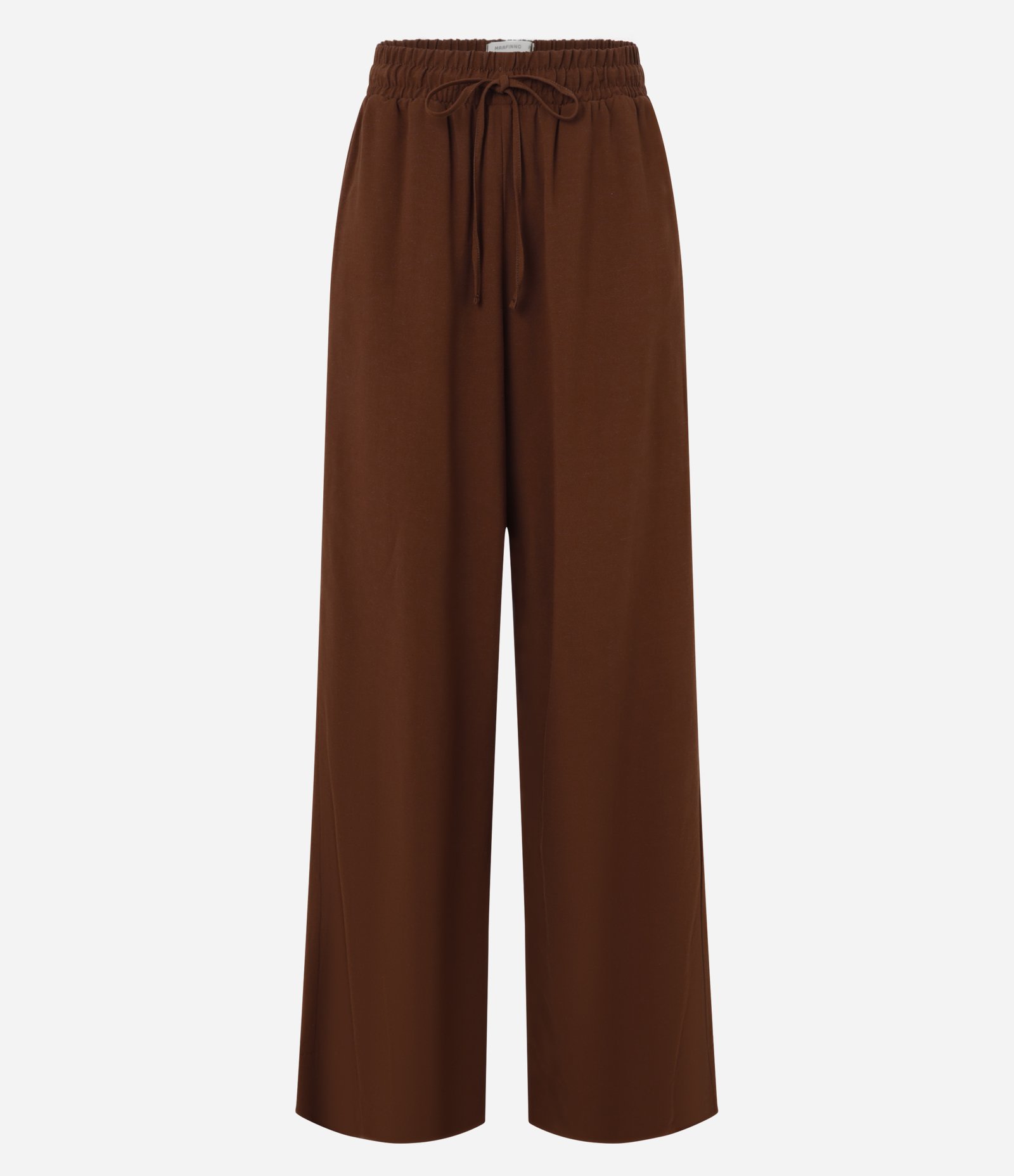 Calça Pantalona em Viscolinho com Cós Elástico Marrom 5