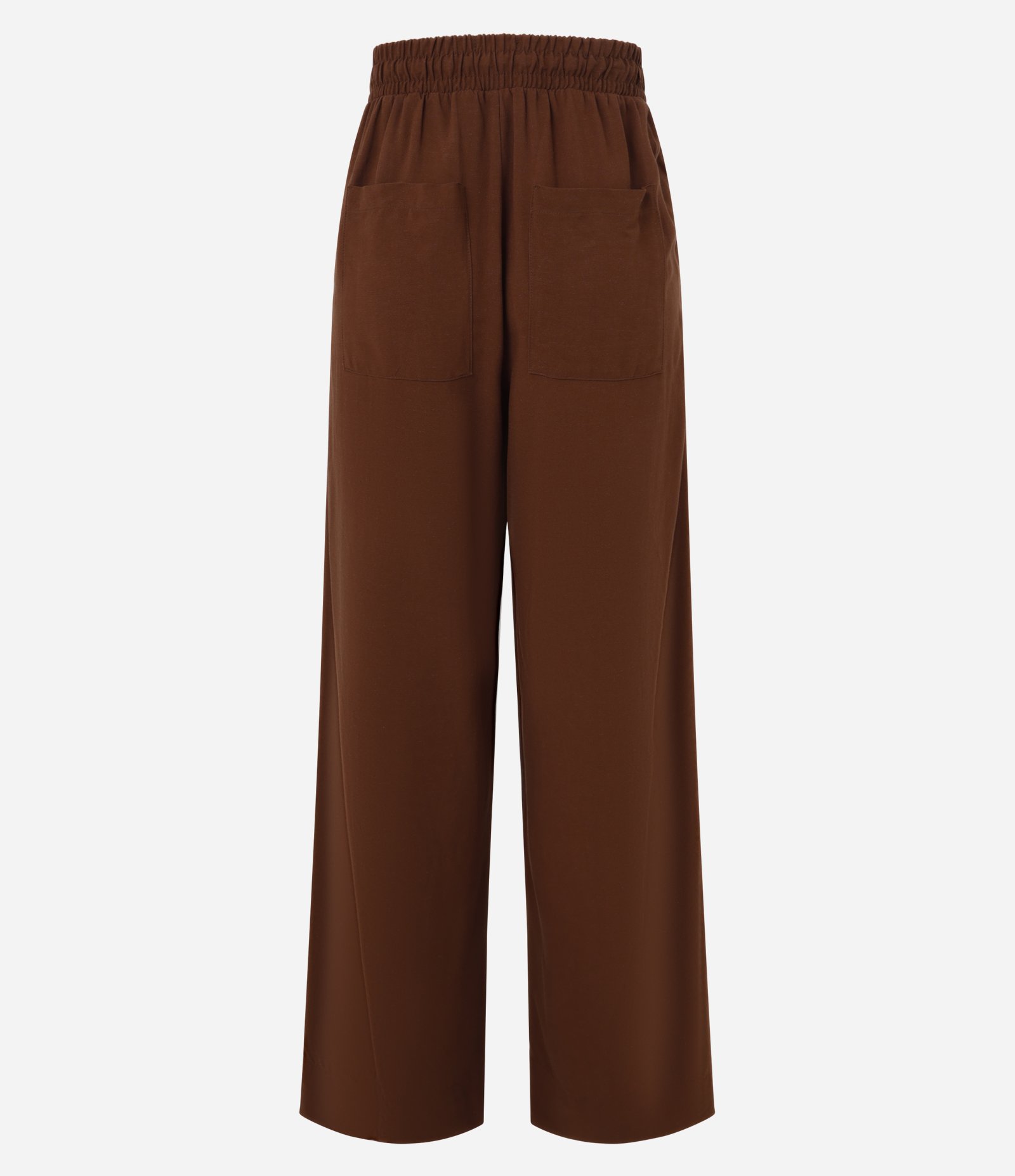 Calça Pantalona em Viscolinho com Cós Elástico Marrom 6