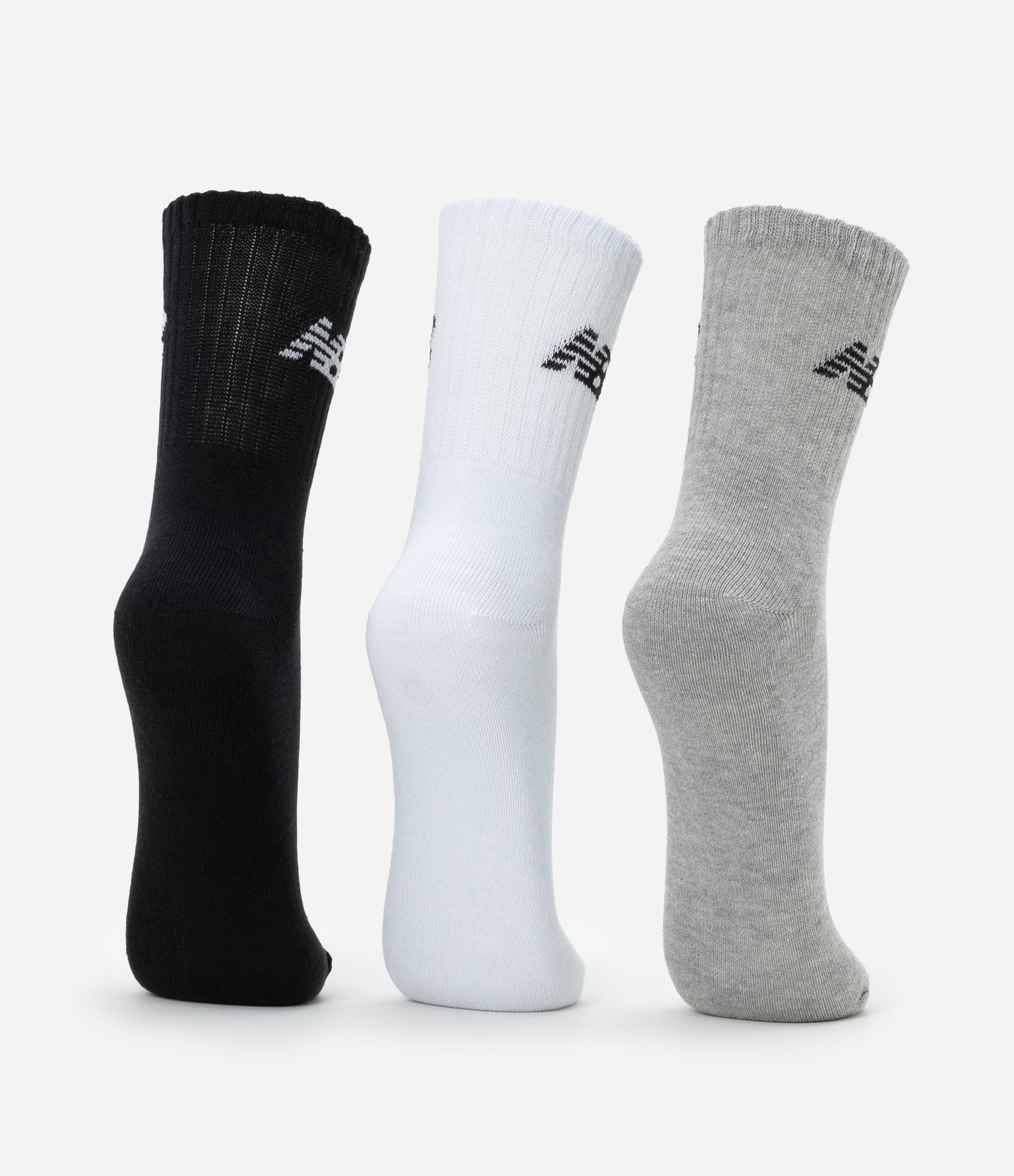 Kit 03 Pares de Meias com Cano Longo Estampa New Balance Cinza/Branco/Preto 3