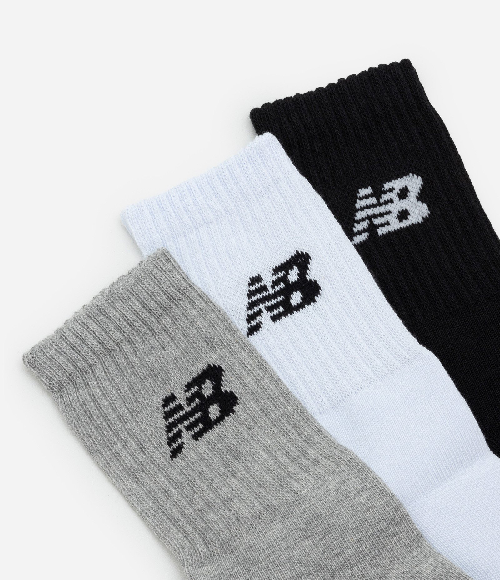 Kit 03 Pares de Meias com Cano Longo Estampa New Balance Cinza/Branco/Preto 4