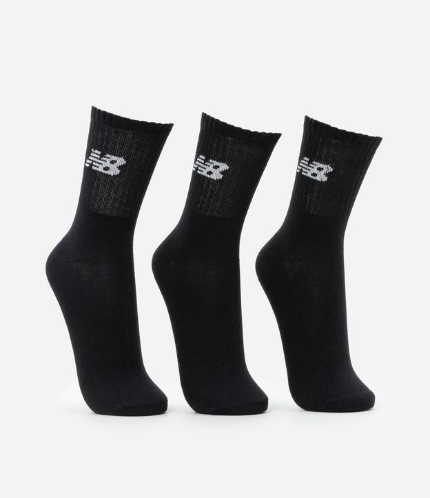 Kit 03 Pares de Meias com Cano Longo Estampa New Balance