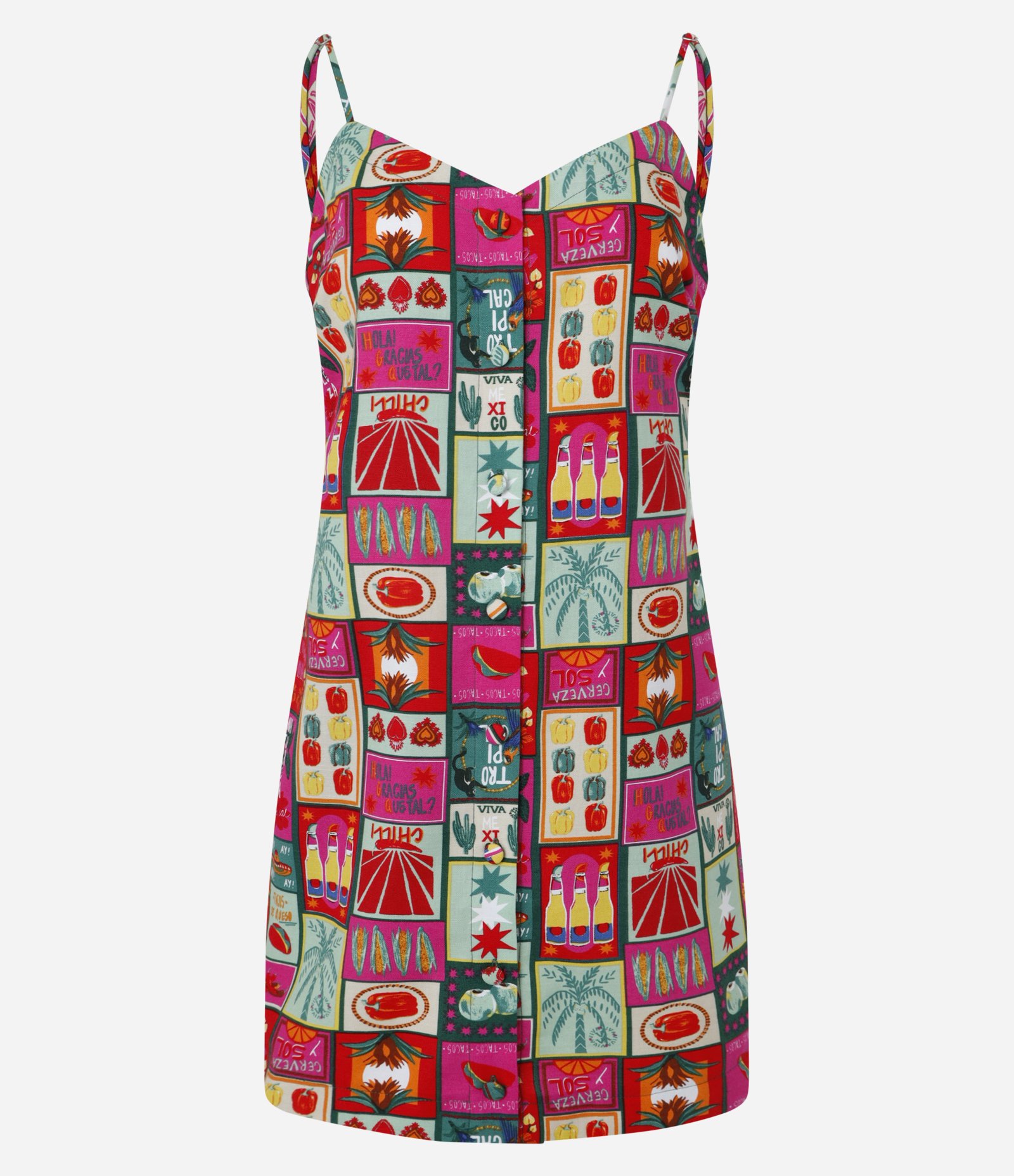 Vestido Curto em Viscolinho com Estampa de Frutinhas Vermelho 5