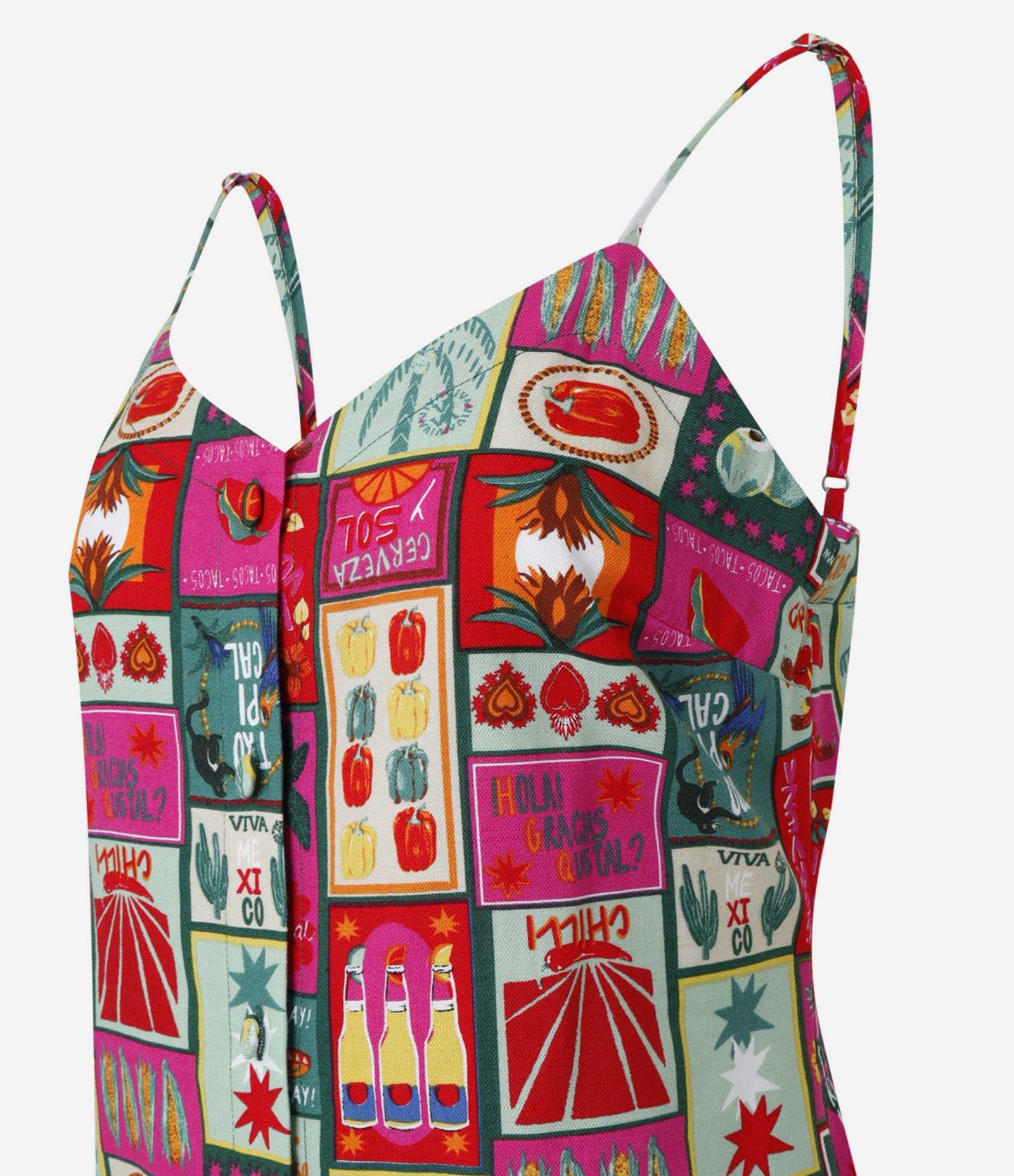 Vestido Curto em Viscolinho com Estampa de Frutinhas Vermelho 6