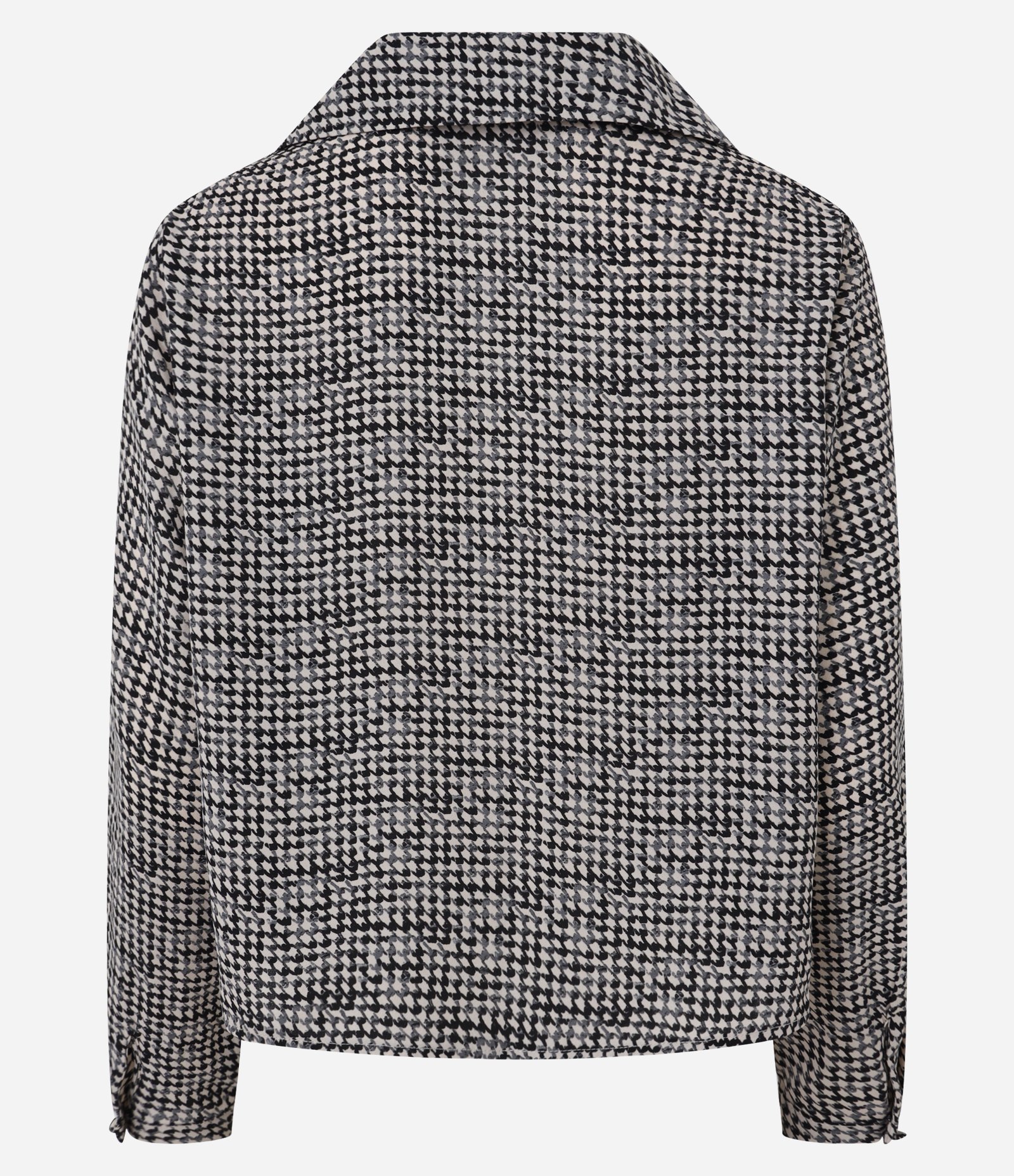 Blusa em Crepe com Estampa Pied-de-Poule e Gola Polo Bege/Preto 7