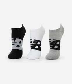 Kit 03 Pares de Meias Invisíveis em Algodão com Estampa New Balance