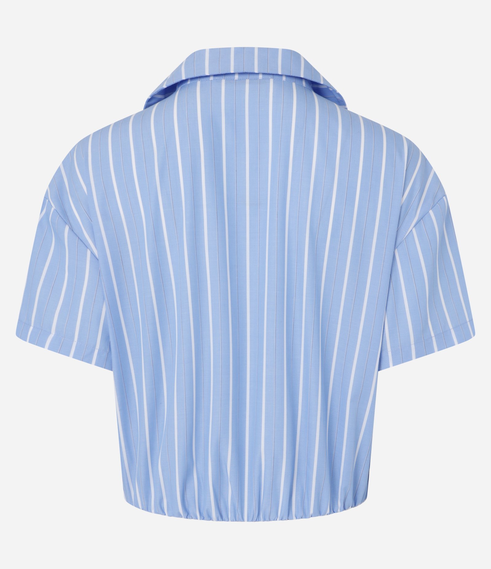 Body Camisa em Tricoline Listrado em Fio Tinto Azul 10