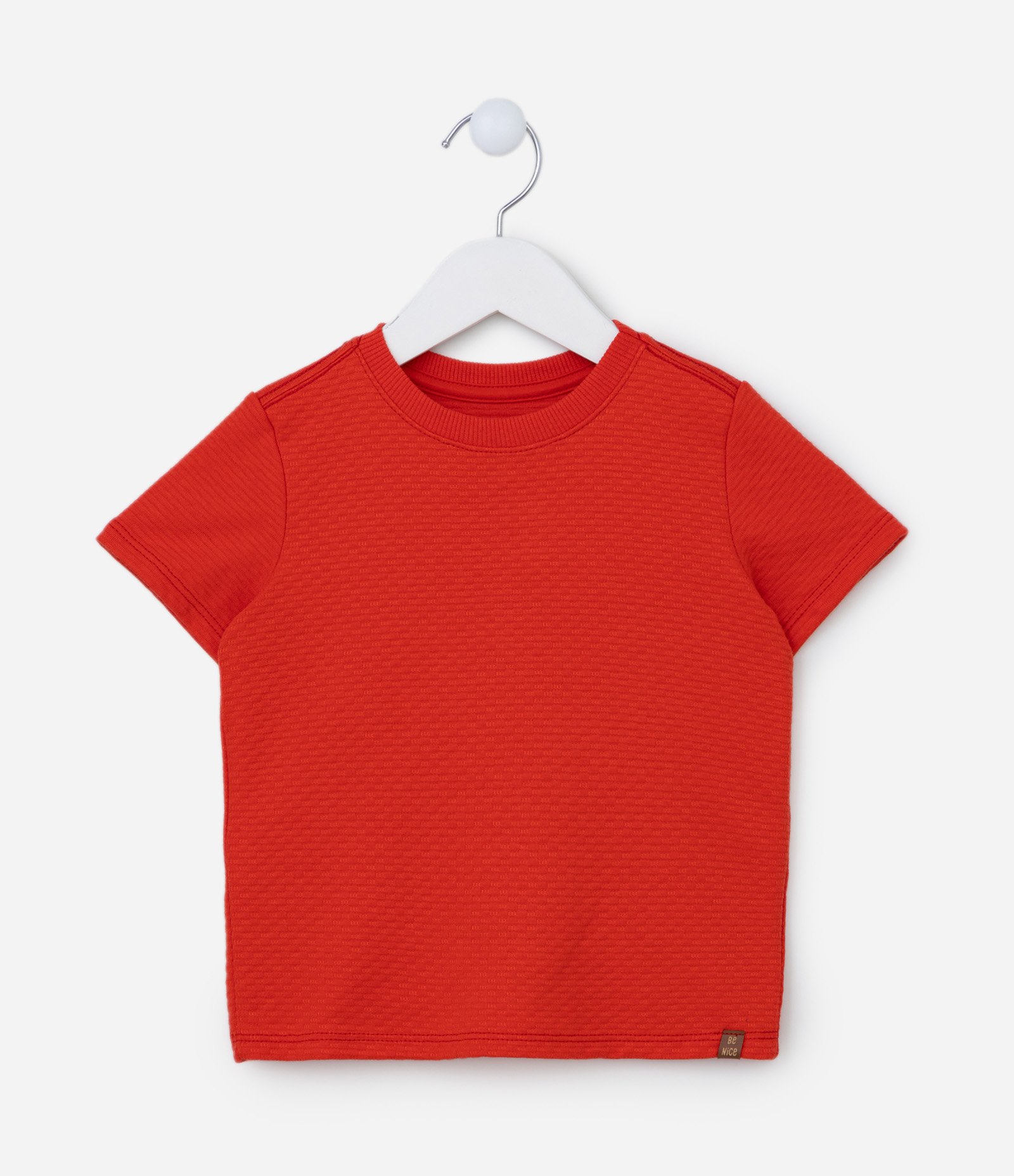 Camiseta Infantil em Algodão Texturizada - Tam 1 a 5 Anos Vermelho 1