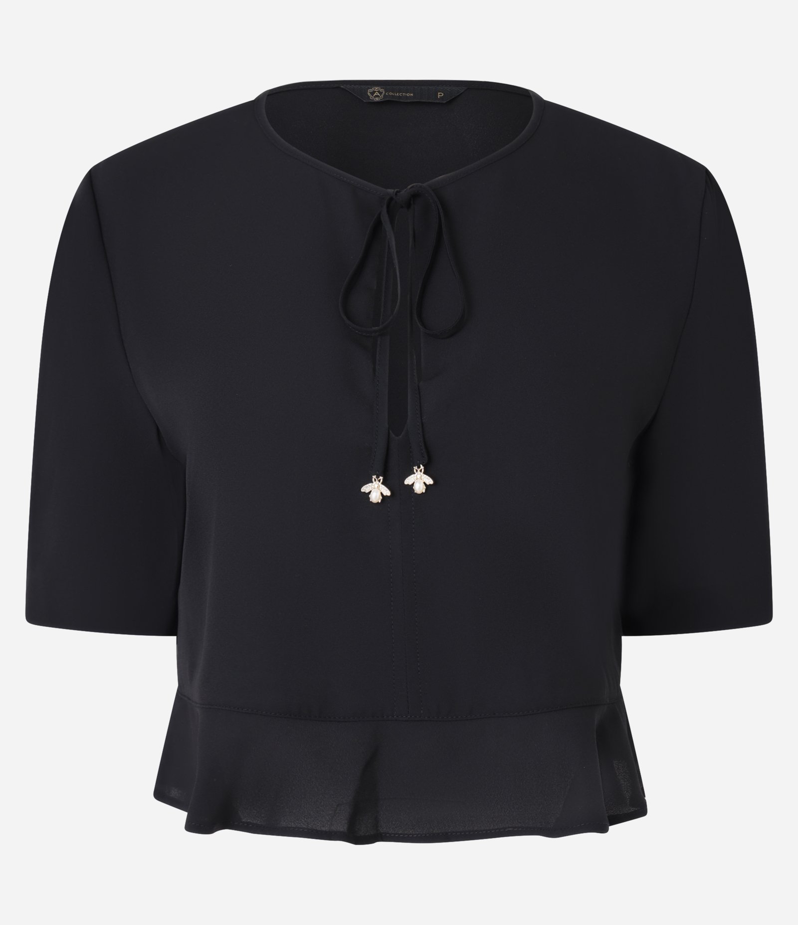 Blusa em Chiffon com Pingente de Besouro na Amarração Preto 5