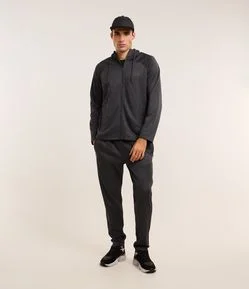 Calça Esportiva com Textura e Bolsos com Zíper