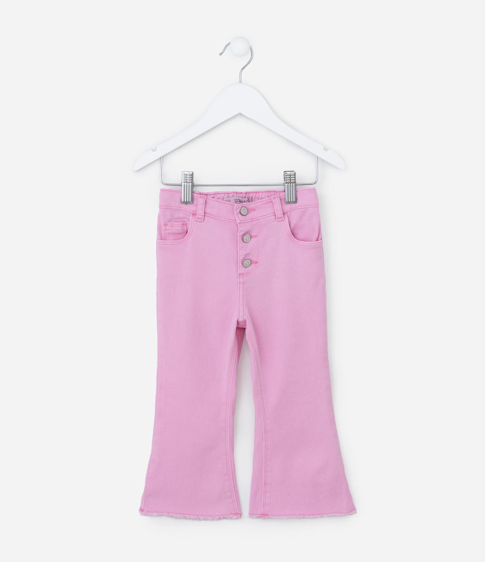 Calça Flare Infantil em Sarja com Botões - Tam 1 a 5 Anos Rosa 1