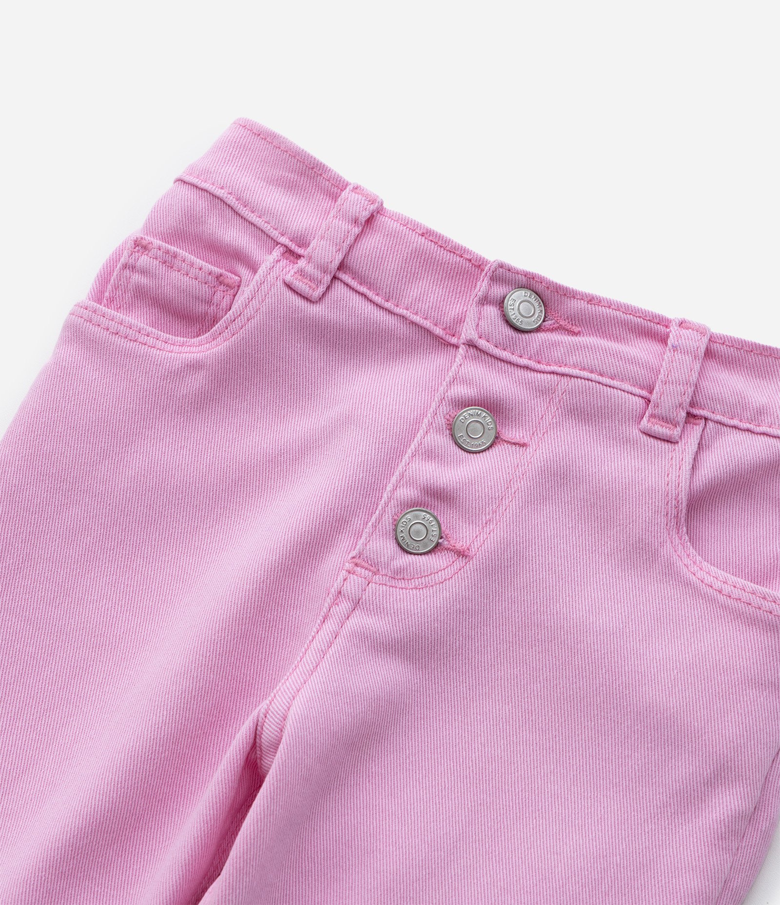 Calça Flare Infantil em Sarja com Botões - Tam 1 a 5 Anos Rosa 4