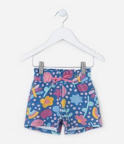 Short Infantil com Estampa Flores e Arco-Íris - Tam 1 a 5 Anos