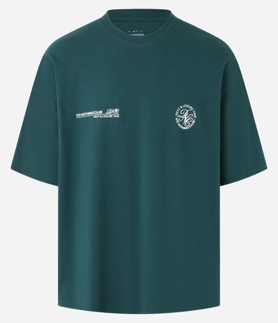 Camiseta Overboxy em Algodão com Estampa Lettering Verde | Renner