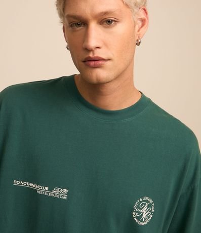 Camiseta Overboxy em Algodão com Estampa Lettering Verde | Renner