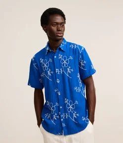 Camisa em Algodão com Bordado Floral