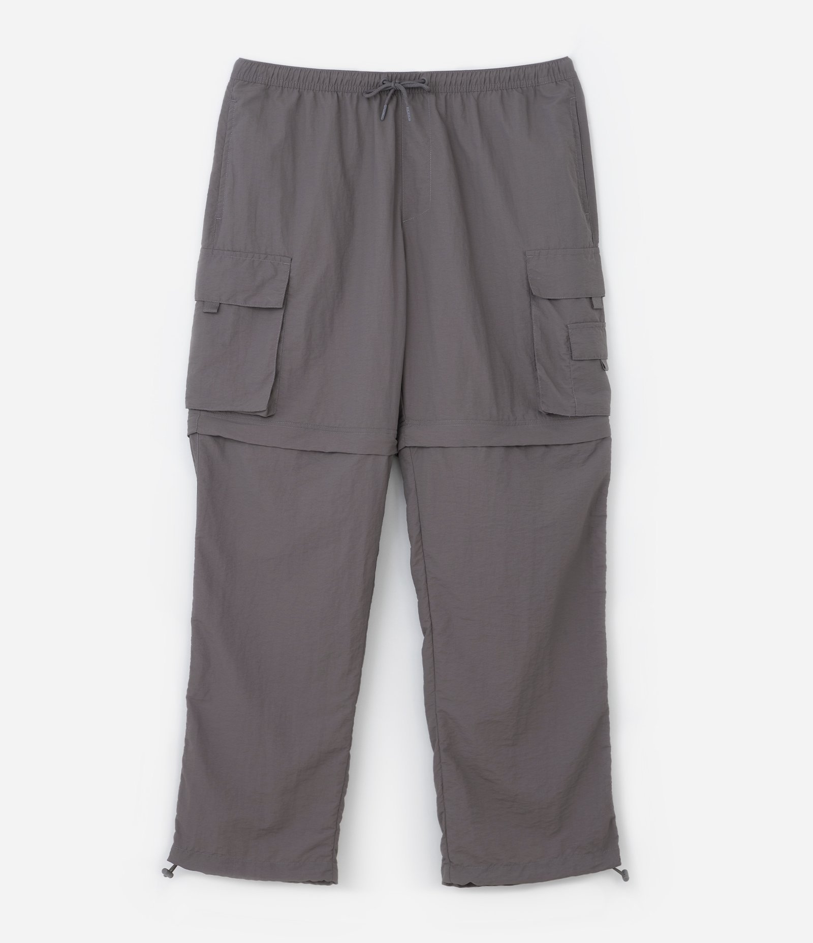 Calça Paper Touch Vira Bermuda com Puxador na Barra Cinza Médio 8