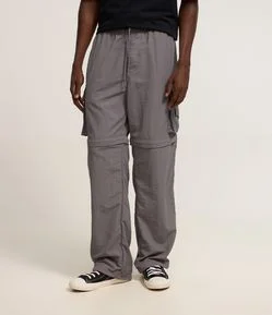 Calça Paper Touch Vira Bermuda com Puxador na Barra