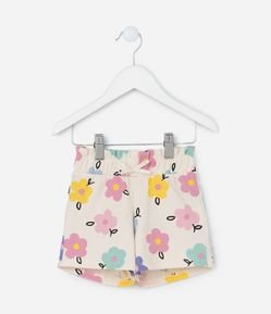 Short Infantil Canelado com Estampa Florzinhas - Tam 1 a 5 Anos