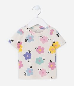 Blusa Infantil Canelada com Estampa Floral - Tam 1 a 5 Anos
